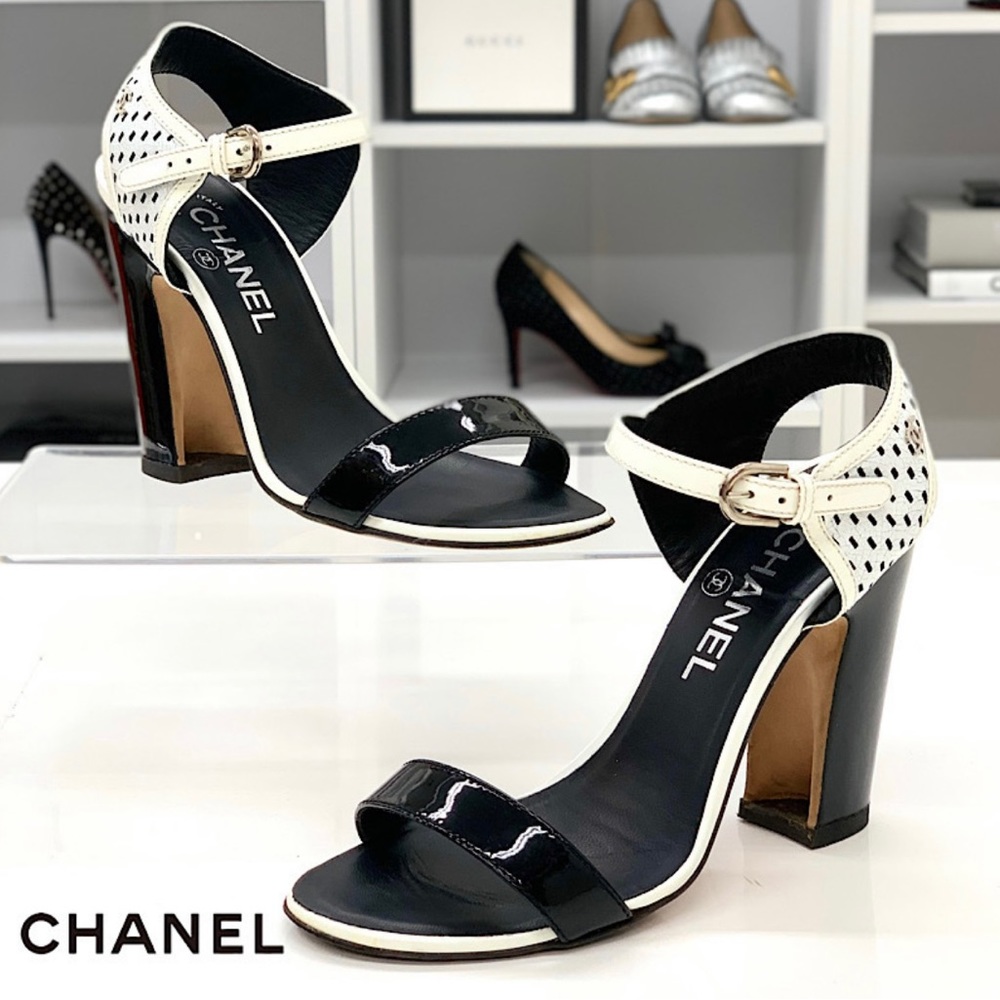 Classic white and black CHANEL heels